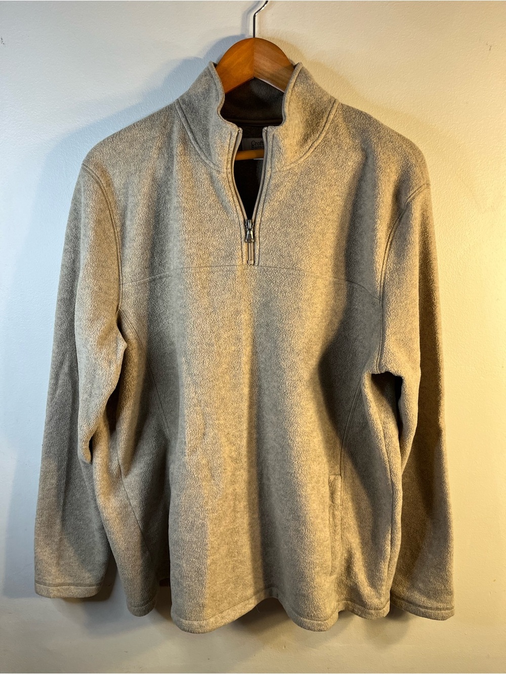 Croft & Barrow Men's Large Tan Pullover Quarter-Zip Fleece